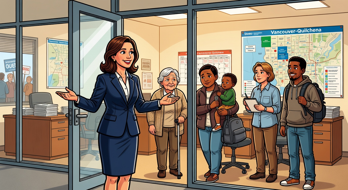 Cartoon-style constituency service editorial image